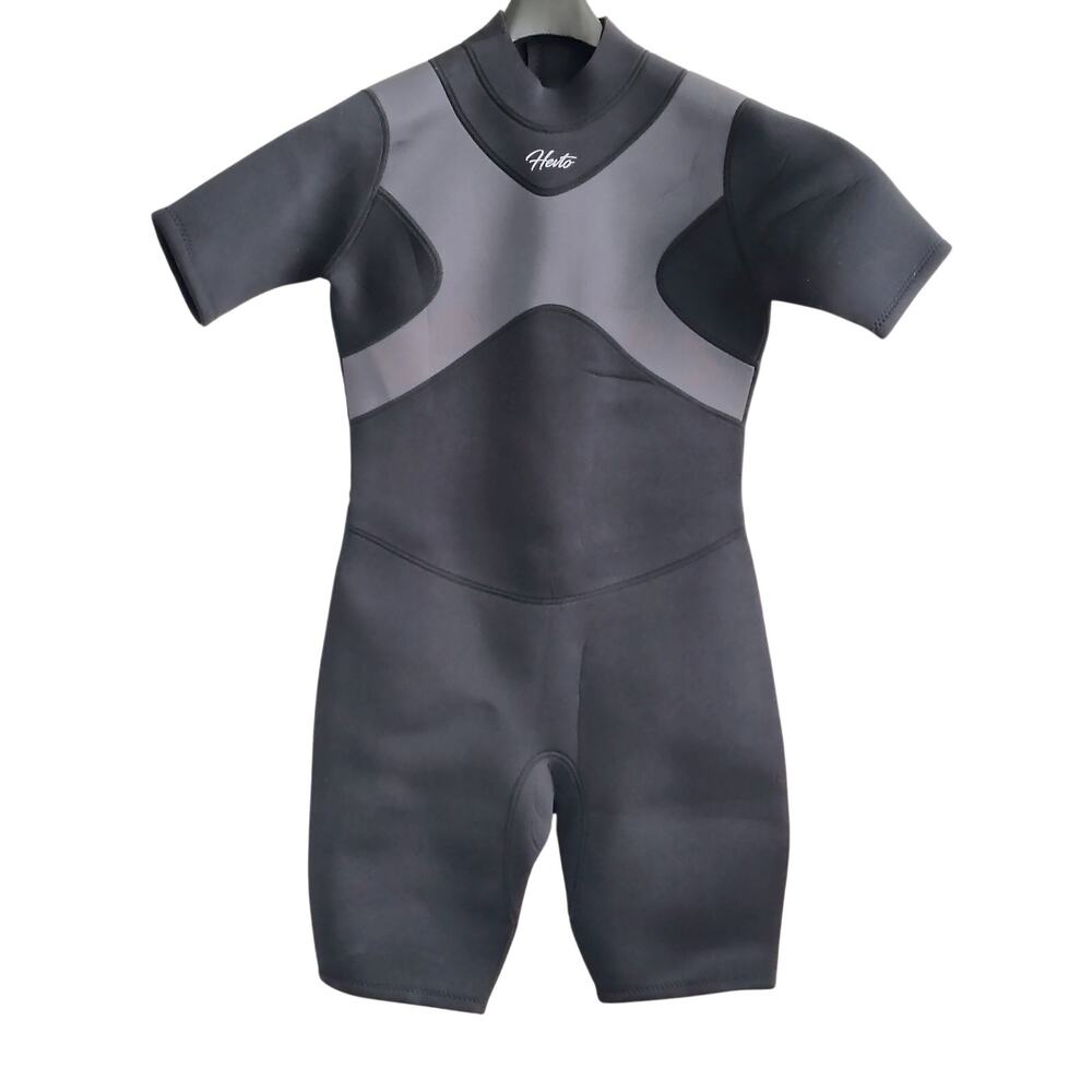 Hevto Black Dive WetSuit Shorty Unisex Size XL Back Zip Neoprene Water Sport NEW
